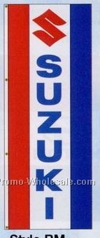 3'x8' Stock Dealer Logo Single Face Drape Flag - Suzuki