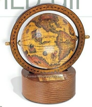 4-1/2"x1-3/4" Columbus Globe W/ Oak Base