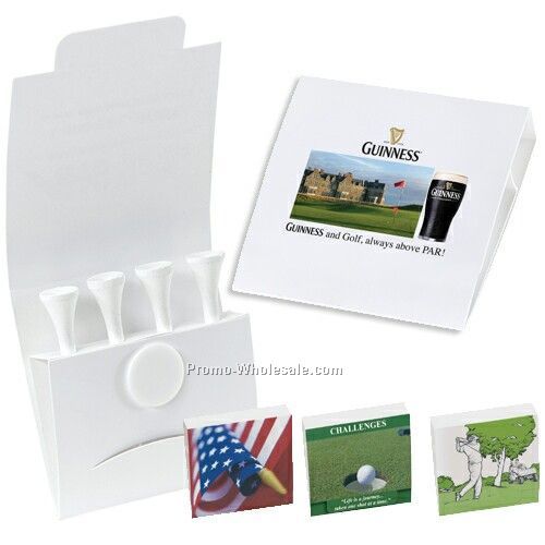 4-1 Golf Tee Off Packet With Stock Graphic & 2-1/8" Tees (3 Day Service)