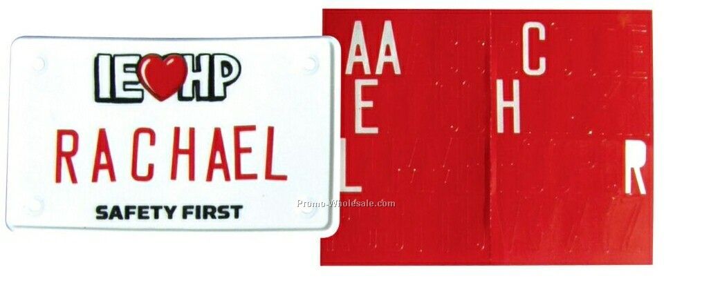 4"x2-1/4" Bicycle License Plate With Alphabet Sheet