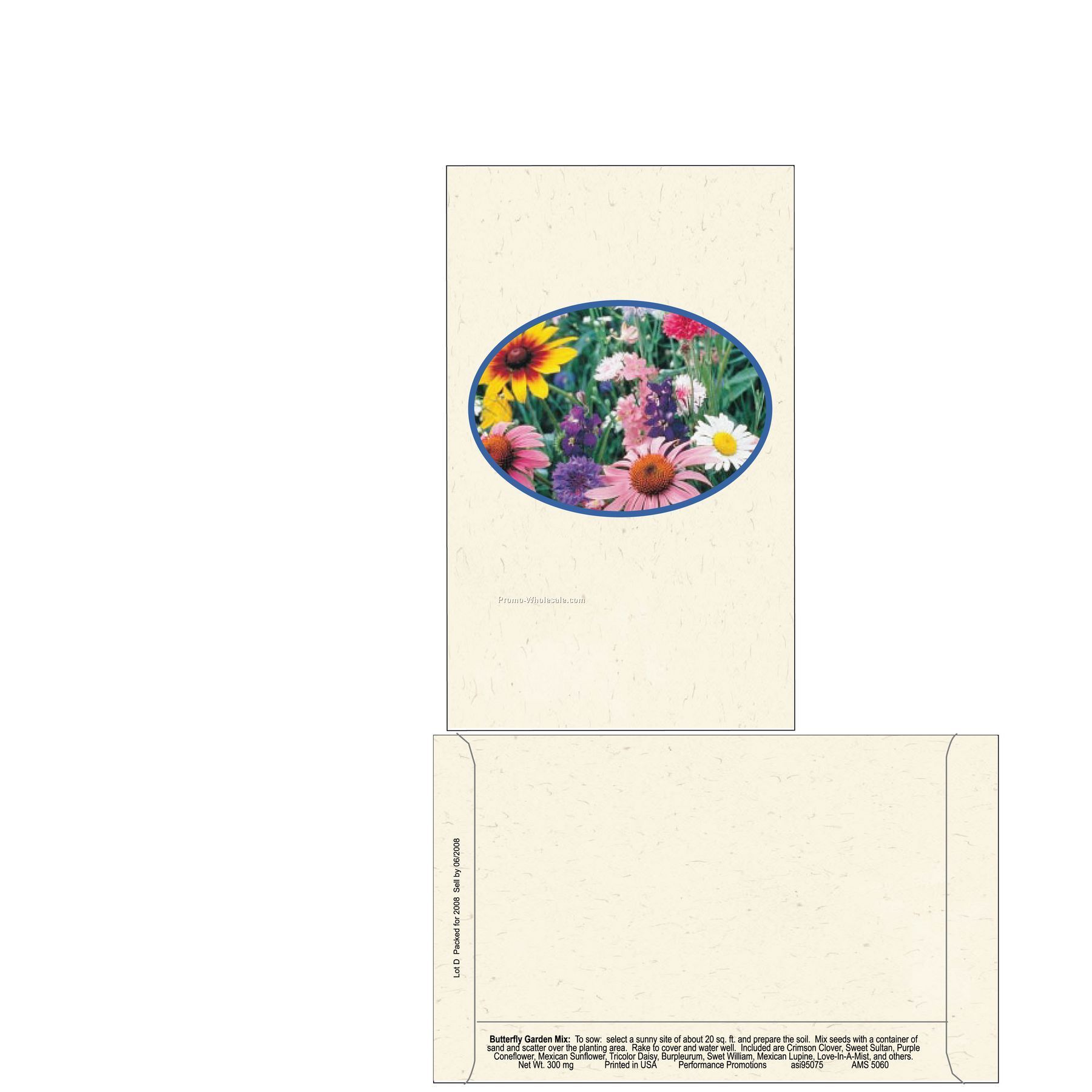 4"x6-1/2" Butterfly Mix Postcard Size Seed Packet (1 Color)