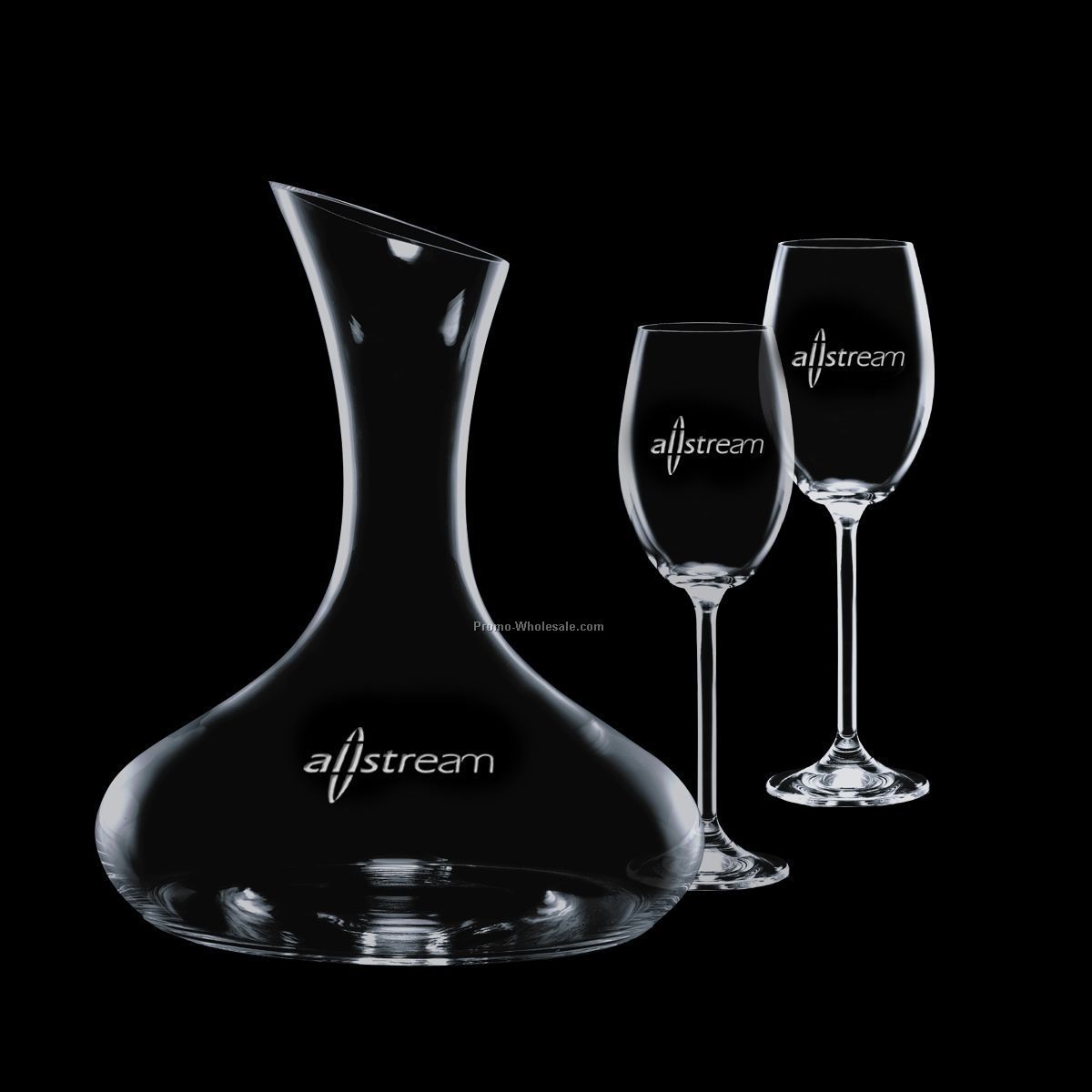 48 Oz. Crystal Cimarron Carafe & 2 Wine Glasses