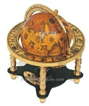 5-3/4"x6-1/2" Copernicus II Globe Brass Award W/ Black Matte Base