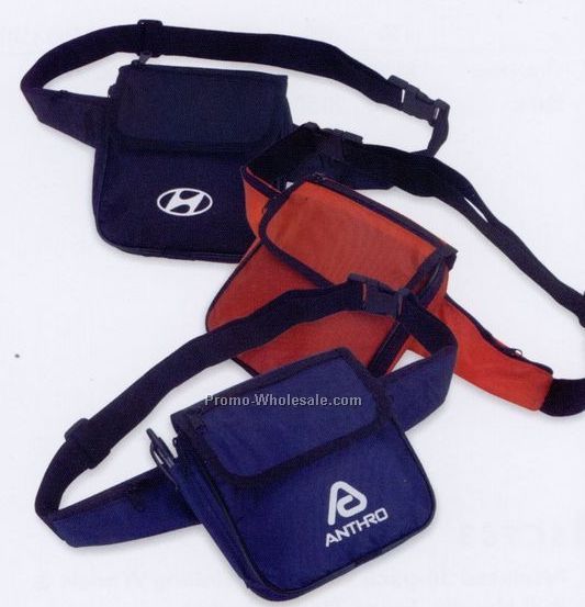 5 Zipper Pockets Waste Bag Fanny Pack W/ Adjustable Belt (Blank)