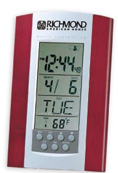 5"x7-7/8" Atomic Alarm Clock, Calendar, & Thermometer