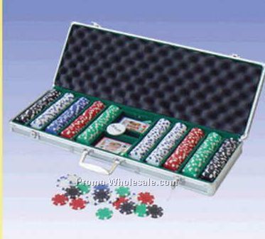 500 Piece Dice Poker Chips W/ Aluminum Poker Set (Engraved)