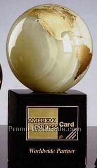 6" Marble World Globe Award W/ Cube Base
