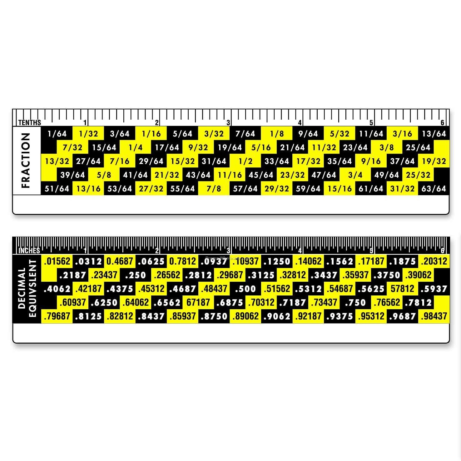 6" Ruler; 3d Lenticular; Fraction / Decimal Image - Stock, Blanks