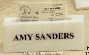 6" White Marble Executive Name Block & Card Holder