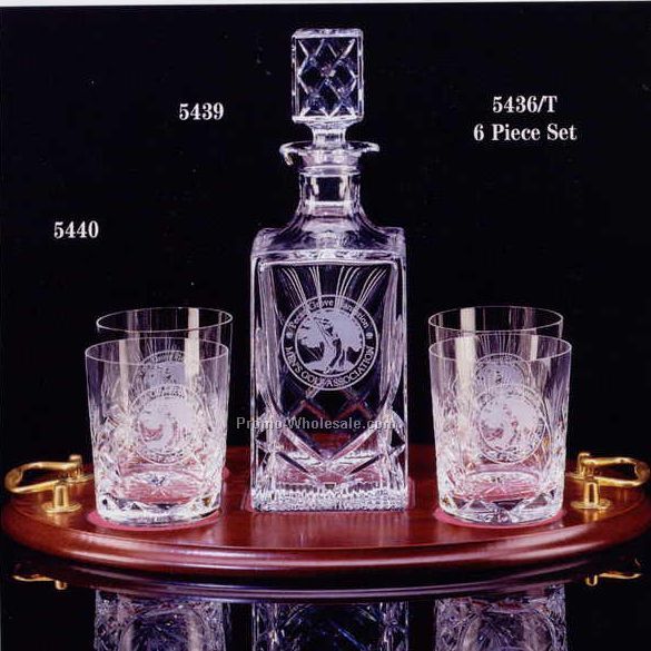 6 Piece Windsor Spirit Decanter Set With Rosewood Tray