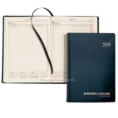 7-3/4"x5-1/2" Black Cherry Sun Graphix Bonded Leather Daily Desk Planner