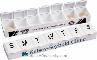 7 Day Compartment Pill Box 6-3/4" X 1-1/2" X 1" Deep