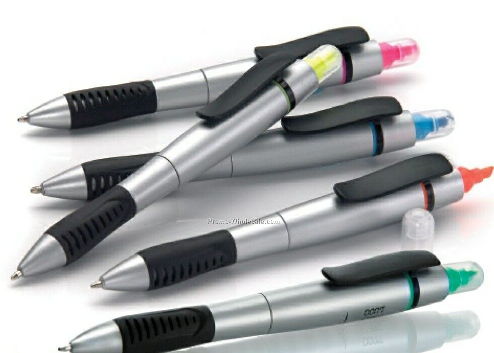 Astro Plastic Ballpoint Pen/ Highlighter Combo - 3 Pack