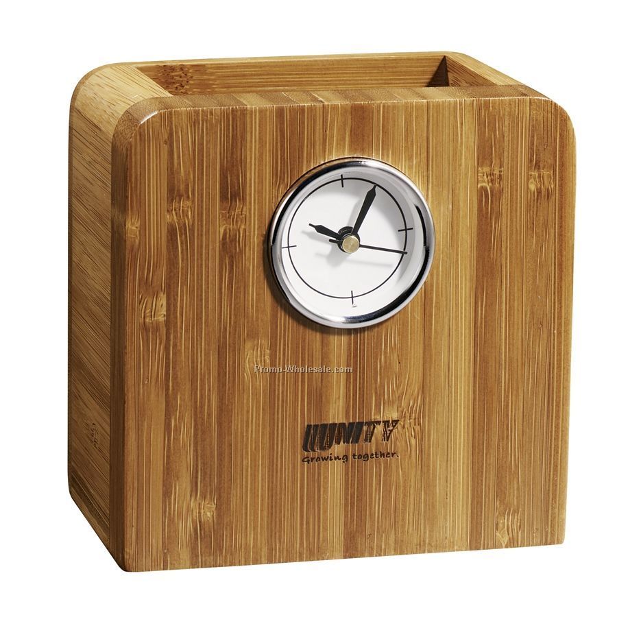 Bamboo Pen Cup Clock