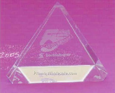 Beveled Triangle Crystal Paperweight (Screened)