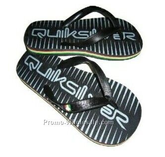 Black Flip Flop Shoe W/ Striped Sole