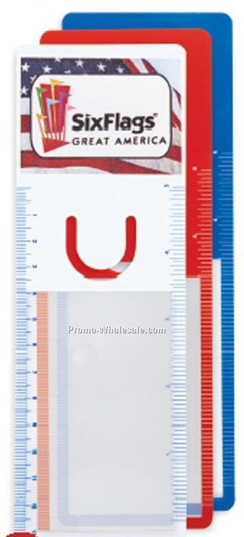 Bookmarker Magnifier W/ Clip & 5" Ruler (4 Color Process)