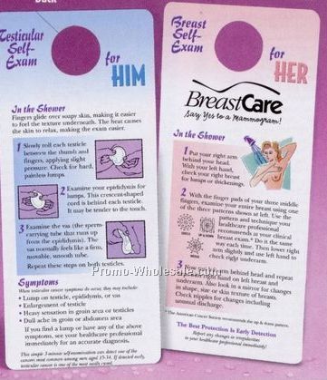 Breast/Testicular Self-exam Large Print Shower Card Hanger (English)