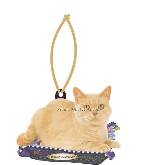 British Shorthair Cat Executive Line Ornament W/ Mirror Back (4 Sq. Inch)