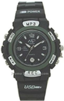 Cititec FM/ Mp3 Plastic Quartz Watch (Black)