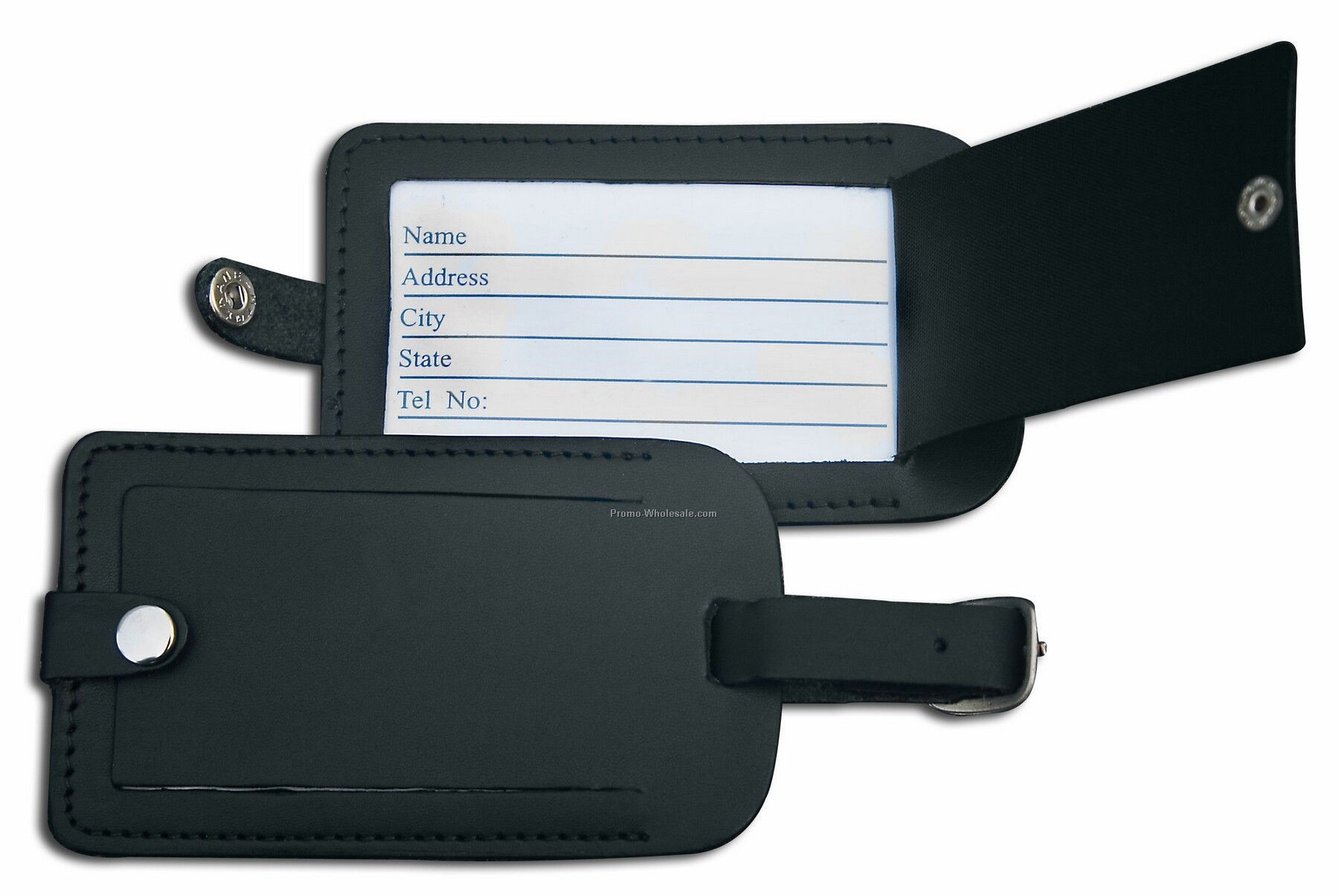 Classic Leather Luggage Tag - Black