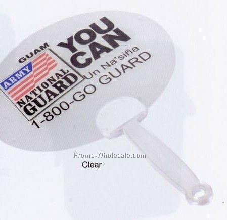 Clear Round Plastic Fan W/ Translucent Handle