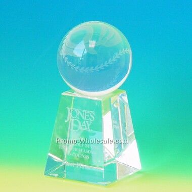 Crystal Baseball Paperweight (Screened)