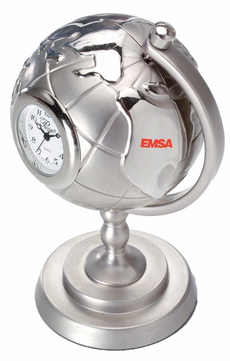 Die Cast Globe Clock With Stand