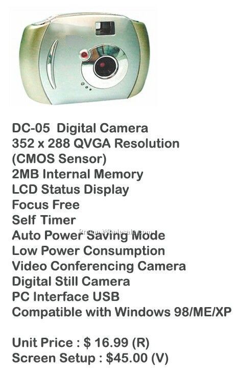 Digital Camera, Video Camera, Web Cam, Stores Photos, 2mb Memory