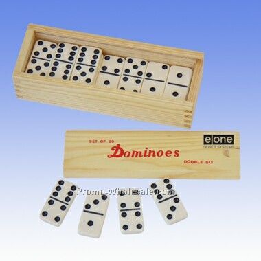 Double 6 Standard Wooden Case Dominoes (Engraved)