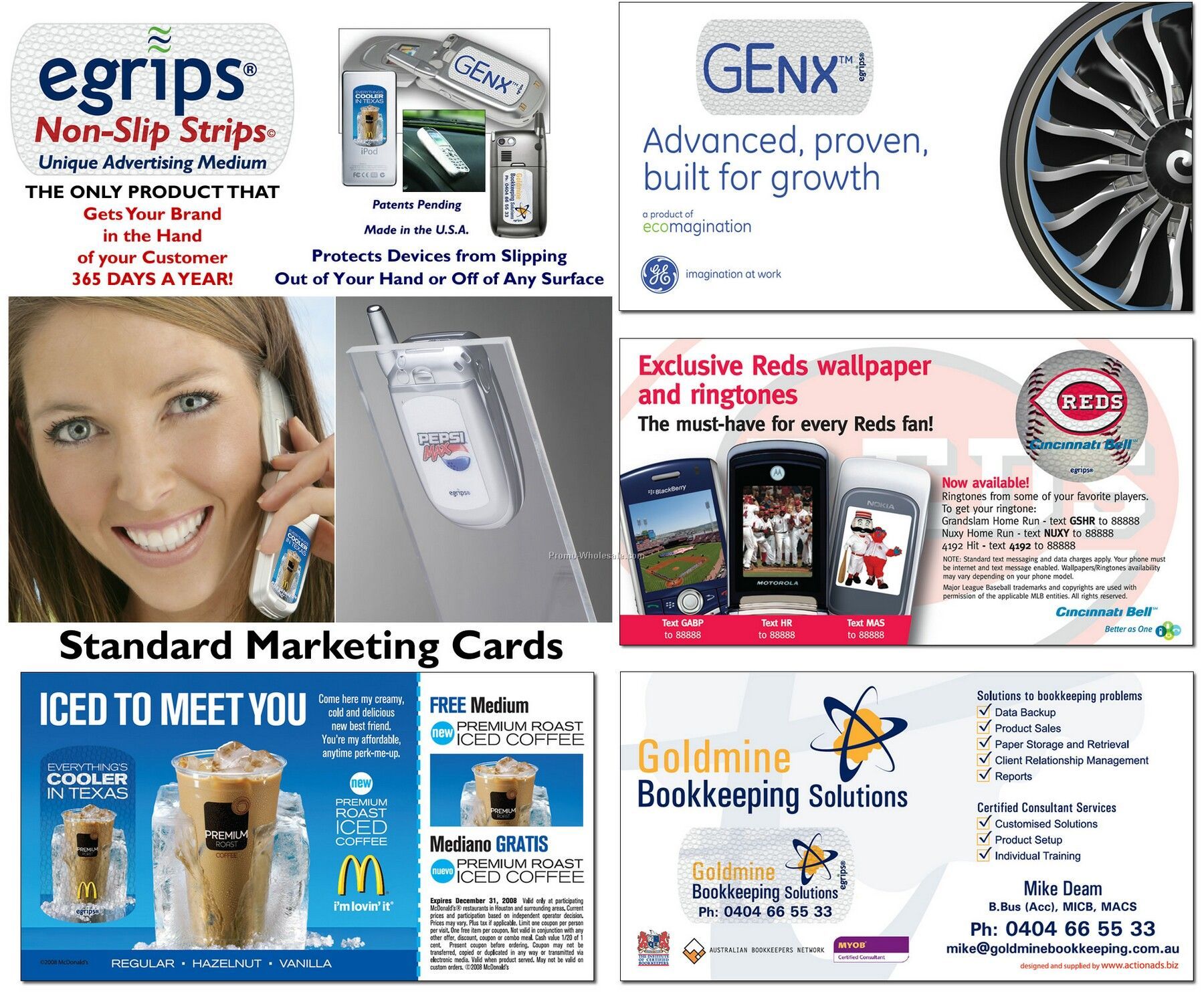 Egrips 1x2" Custom Non-slip Strip On Standard Marketing Card 3.56" X 6.37"