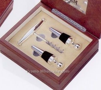 Elegant Wine Stopper Set W/Sterling Silver Finish