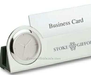 Essentials Struttura III Clock/ Business Card Holder 5-1/4"x2"