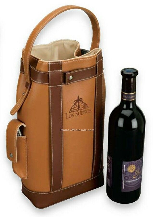 Essentials Valze Double Wine Carrier W/ Corkscrew 8-3/4"x16"x4"