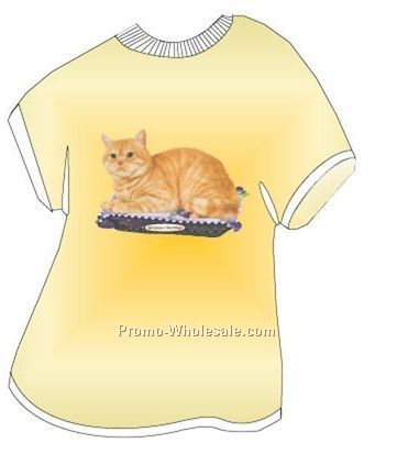 European Shorthair Cat Acrylic T Shirt Coaster W/ Felt Back