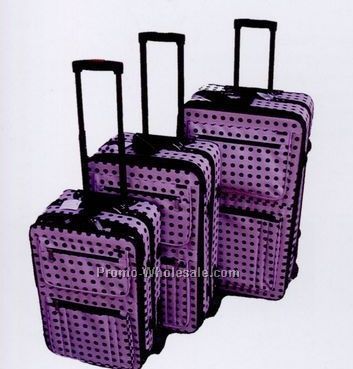 Fashion Luggage 3 Piece Set Collection B (Black Polka Dots/Purple)