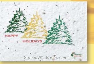 Floral Seed Paper Holiday Card With Stock Message - Trees