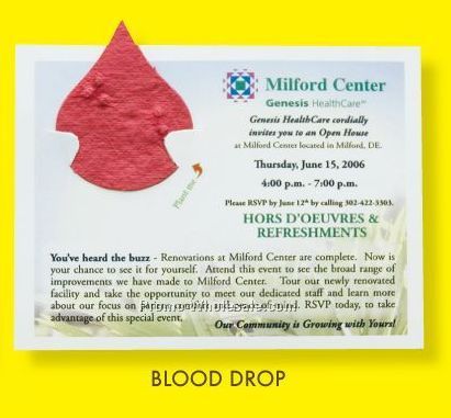 Floral Seed Paper Pop-out Post Card - Blood Drop