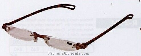 Frameless Reading Glasses W/ Brown Temples & Bridges (Tube Case)