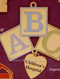 Gold Abc Blocks Charm Ornament