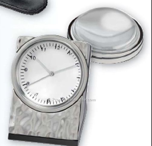 Hammered Clock With Magnifier