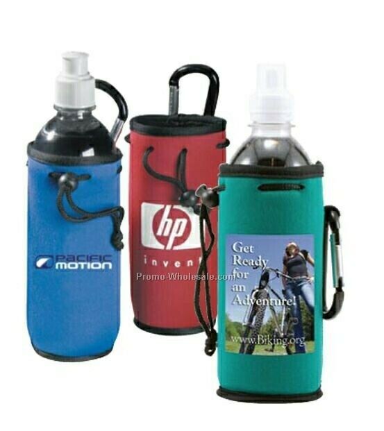 Harbor Water Bottle Tote With Carabiner And Bottled Water (3 Day Ship)