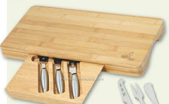 Hideaway Bamboo Cheese Board With Utensils