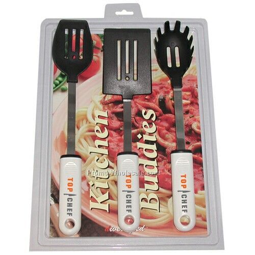 Kitchen Buddy 3 Piece Set W/ Slotted Spoon In Netting