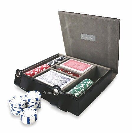 Leather Poker Card Box & Chips