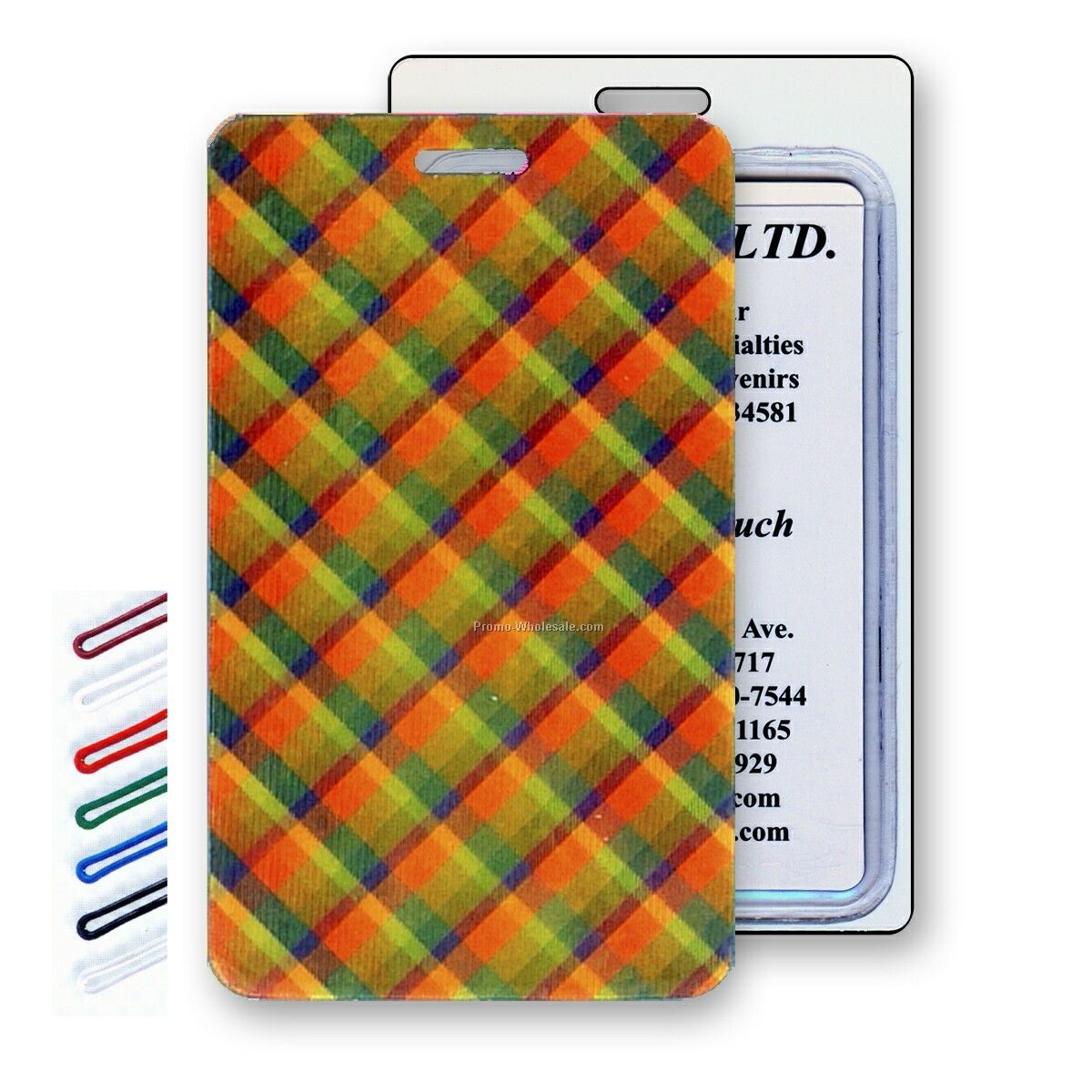 Lenticular Luggage Tags - Stock / Flip Thin Plaid
