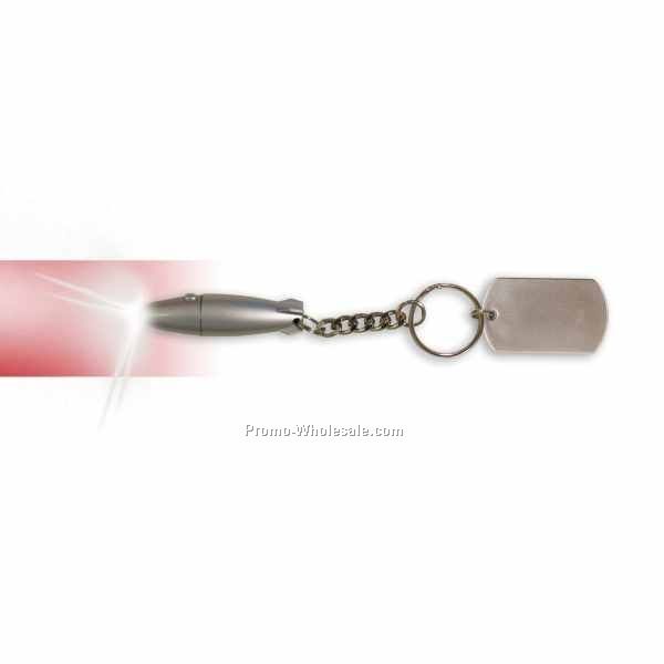 Light Up Rocket Keychain W/ Dog Tag