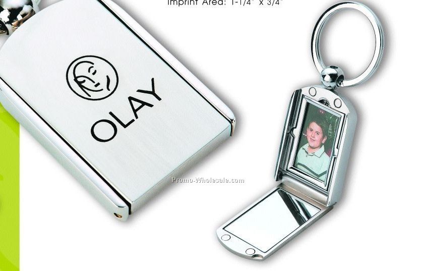 Magnetic Closure Key Chain Picture Frame & Mirror
