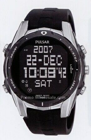 Men's Pulsar Watch World Time Alarm Chronograph (Black)