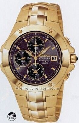 Men's Seiko Coutura Alarm Chronograph Watch (Gold/ Black Face)